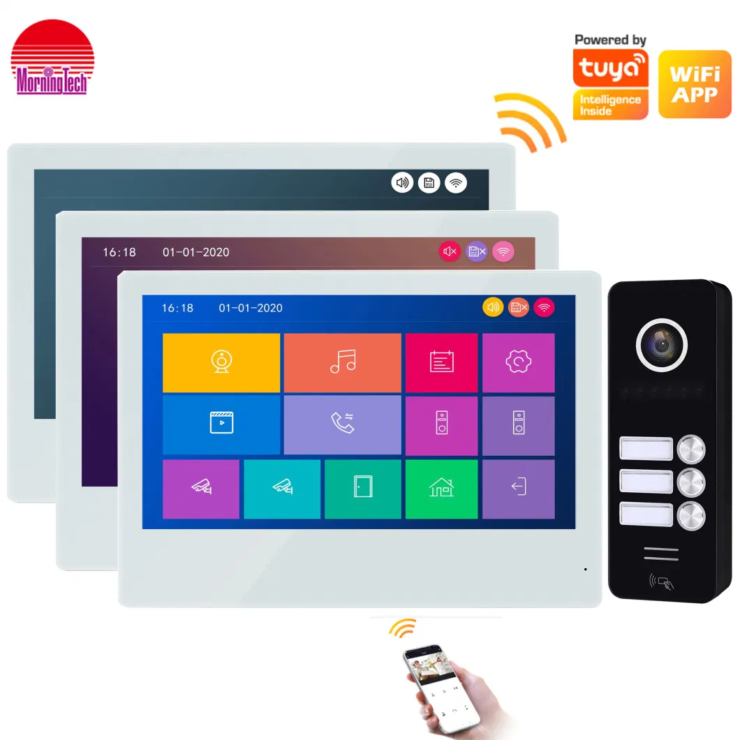Android Ios Remote 7" Color Display Wireless Video Door Phone Building Apartment Video Intercom Kit Doorbell Entry Access System